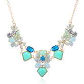 Blue Geometric Crystal Statement Necklace